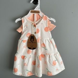 NWT Rabbit + Bear Organic by Emily and Oliver Peach Dress Set